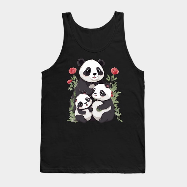 Panda Mum & Cubs Tank Top by animegirlnft